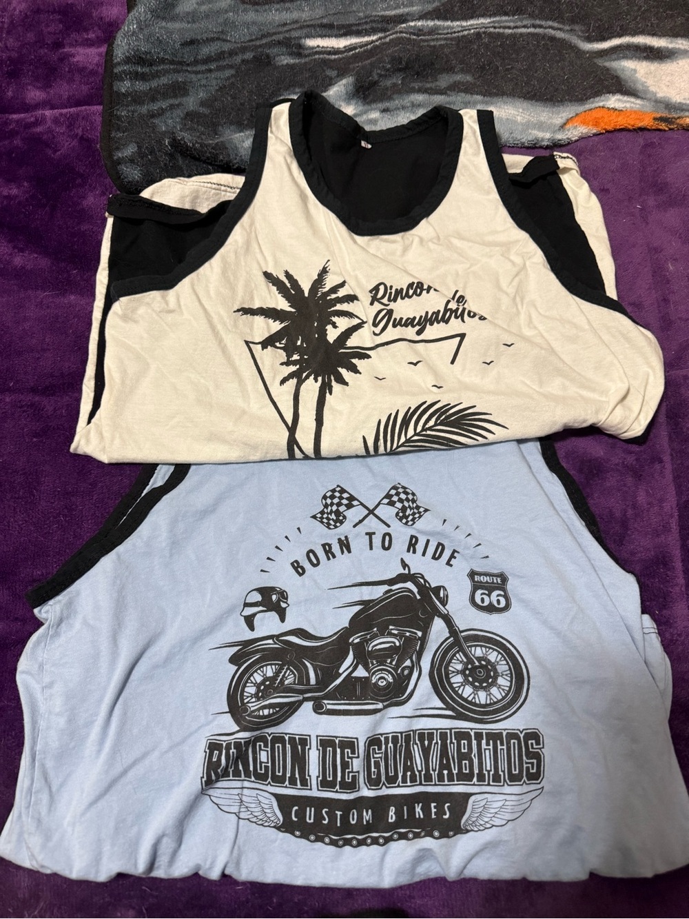 Source Unknown Black & Cream Palm Graphic Tank Tops